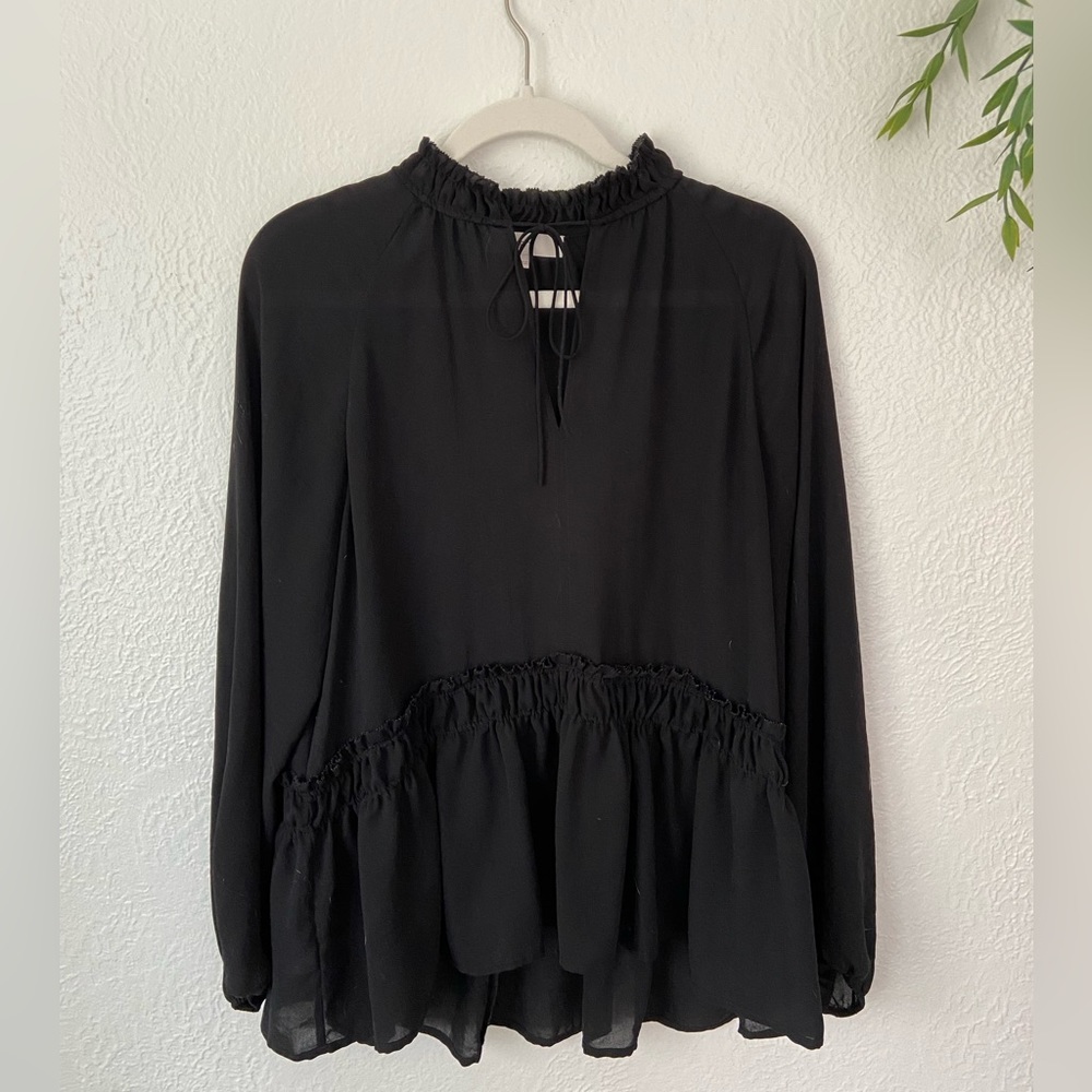 Loft Black Sheer Flowy Top